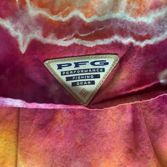 Columbia PFG Tie Dye short sleeve button up shirt Mens size Large - Picture 9 of 9